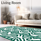 Emerald Green Geometric Maze Rug