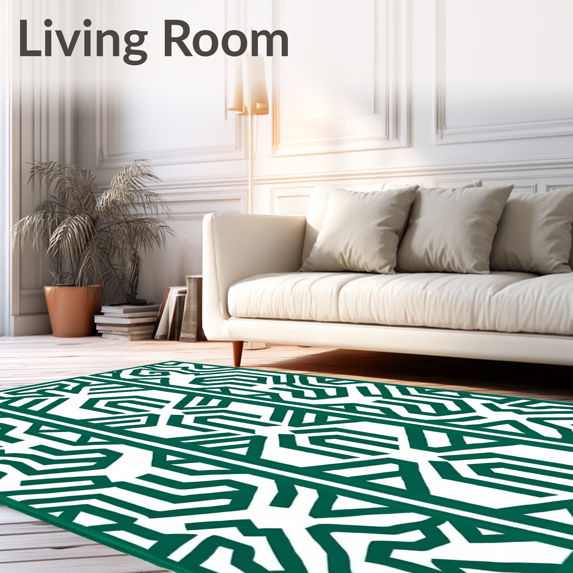 Emerald Green Geometric Maze Rug