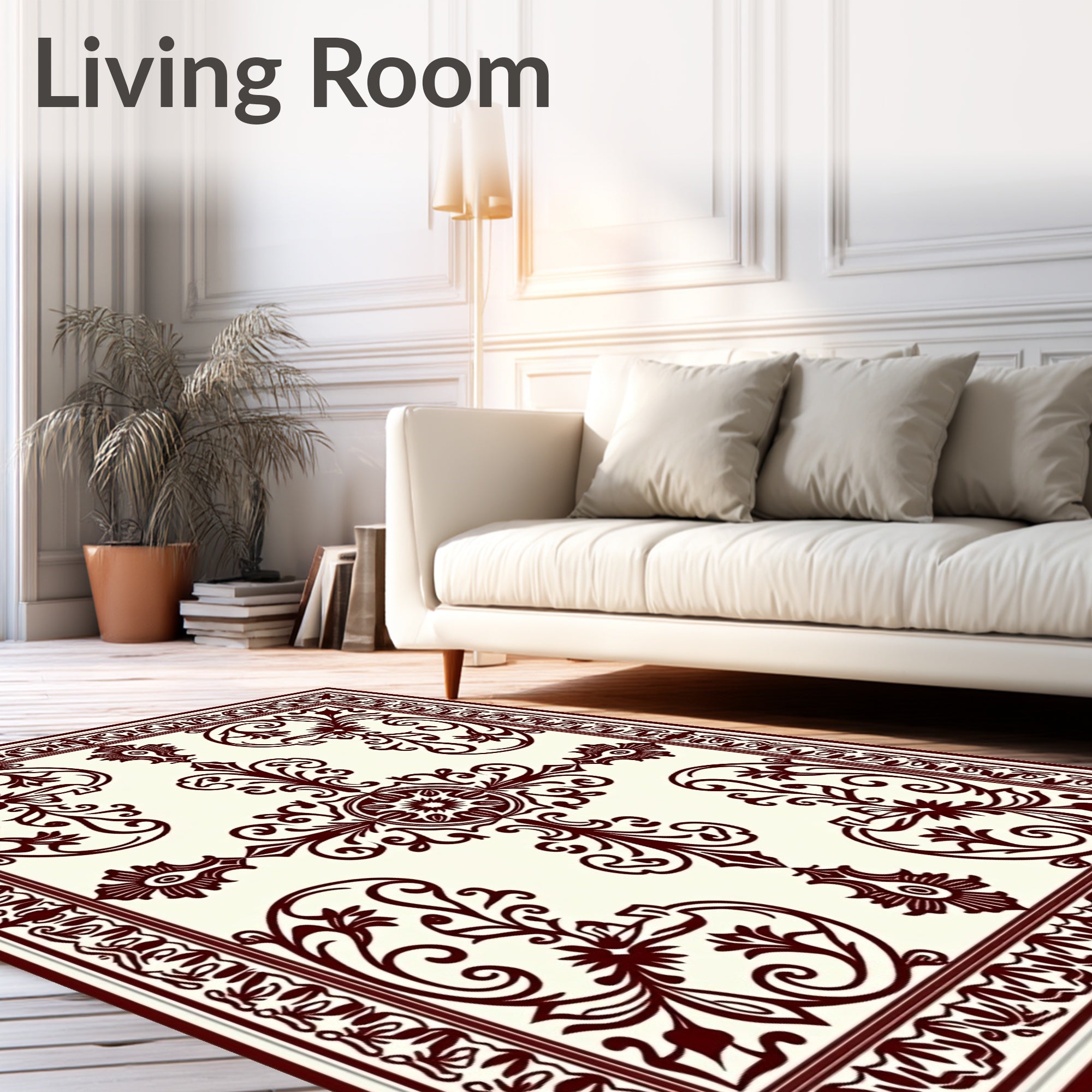 Ornate CrimsonVine Central Ornament Rug
