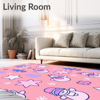 Cute Snowman Penguin Christmas Trees Stars Rug