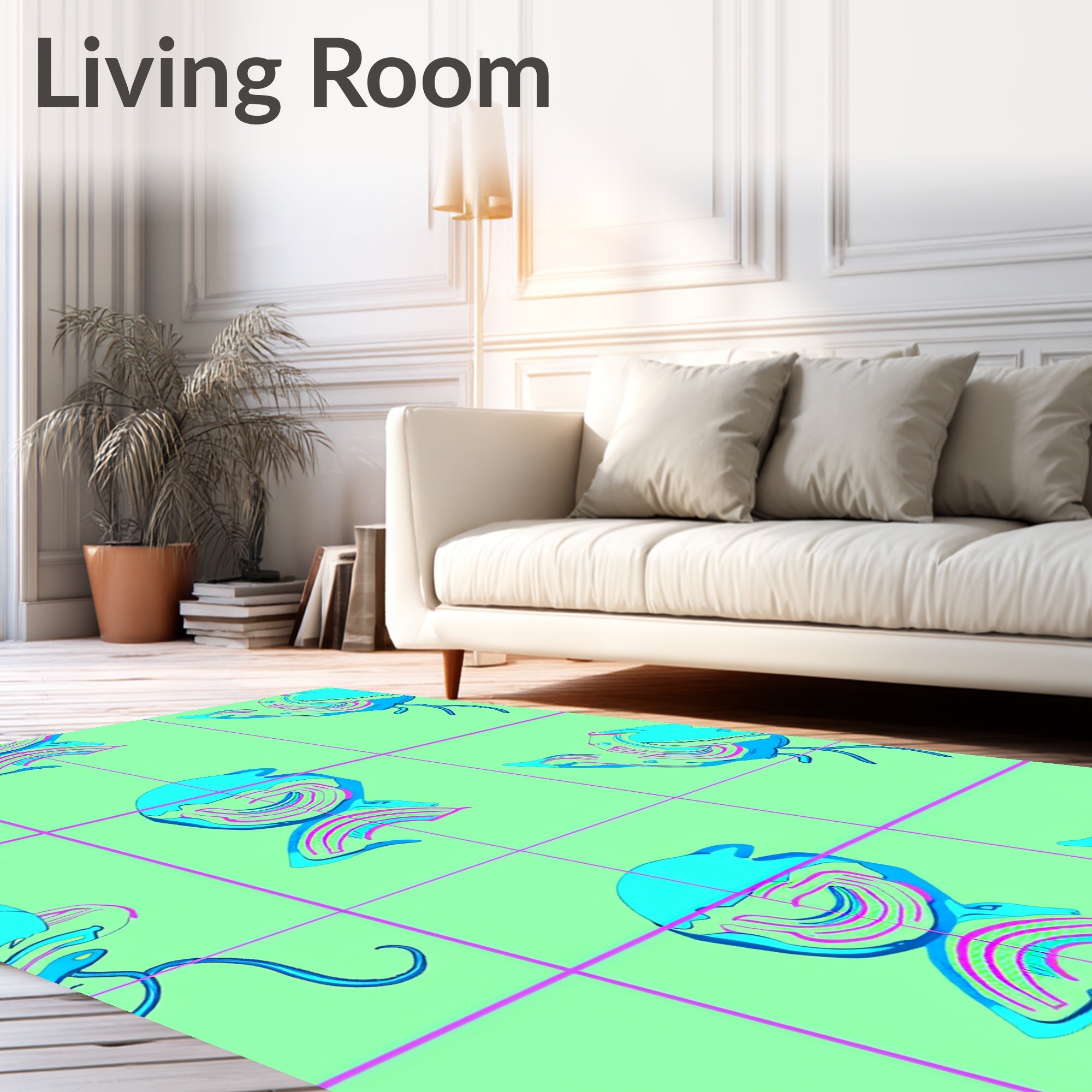 Abstract Cyan Magenta Swirls Rug