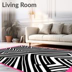 Bold Black White Zigzag Lines Rug
