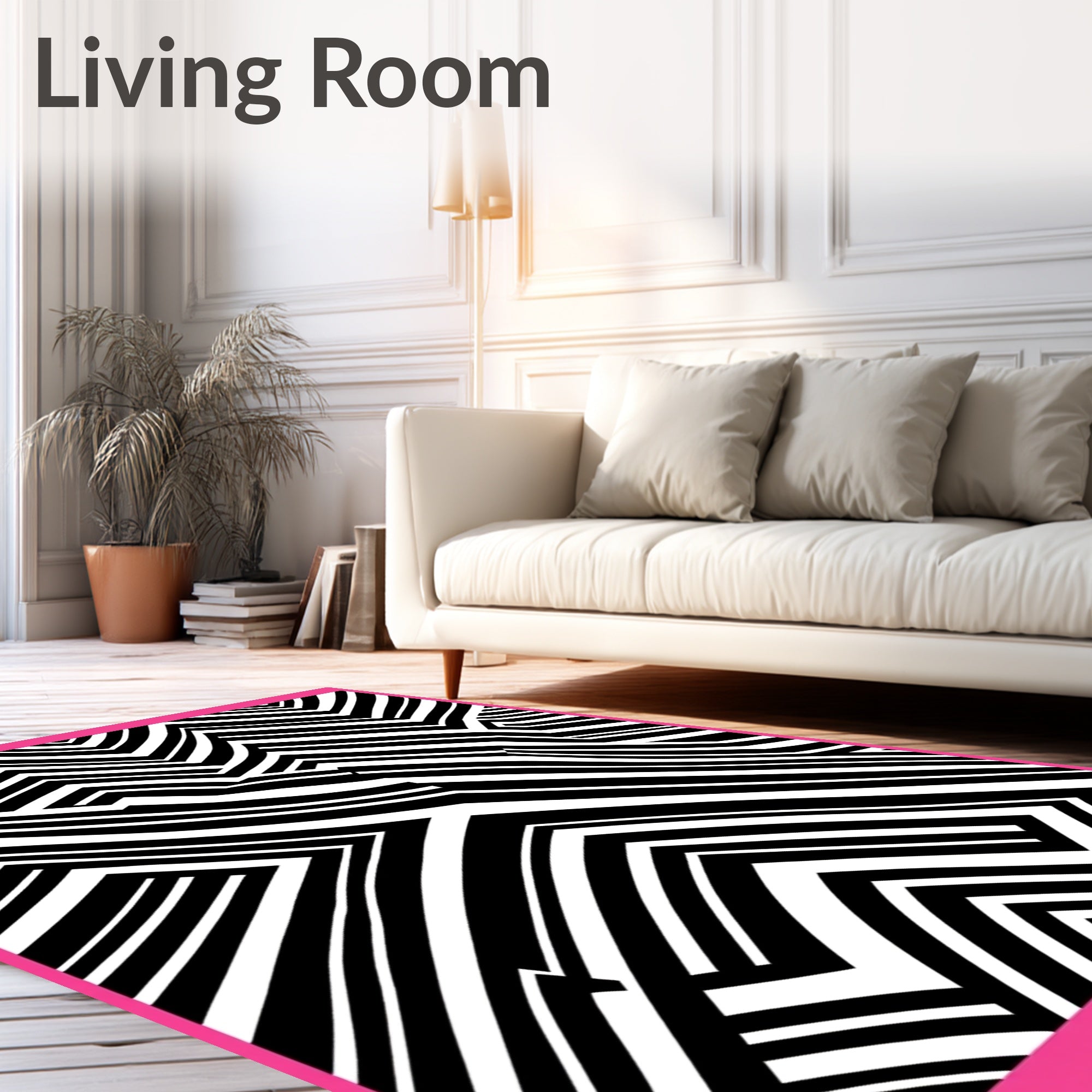 Bold Black White Zigzag Lines Rug