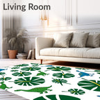 Whimsical Dinosaur Leaf Garden Rug