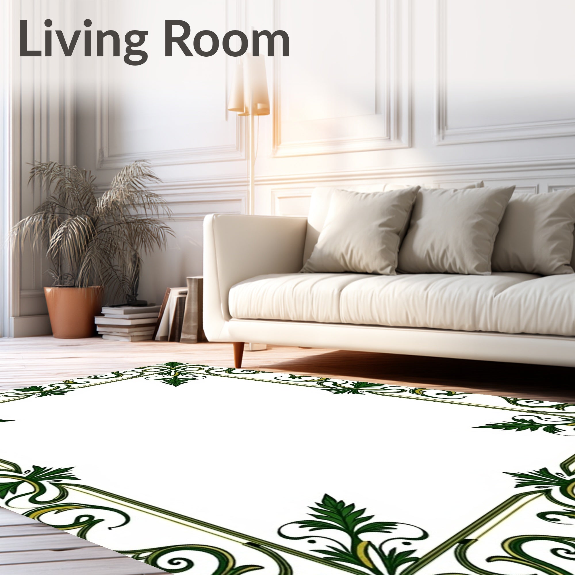Dark Emerald Vines with Gold Accents Rug