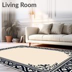 Ornate Navy Classic Floral Border Rug