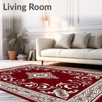 Crimson White Vintage Floral Medallion Rug
