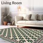 Classic Cream Green Floral Border Rug
