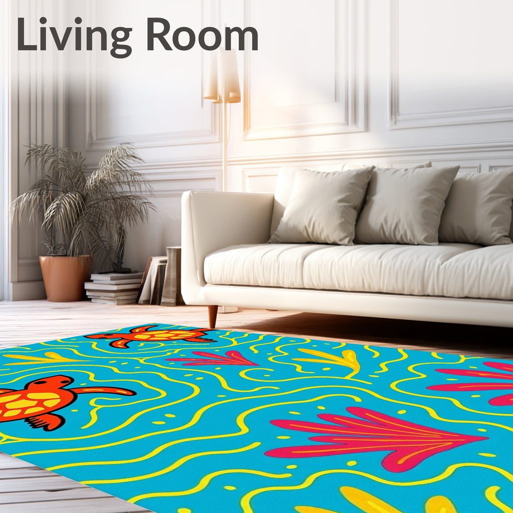 Oceanic Turtle Coral Swirls Rug