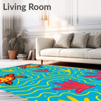 Oceanic Turtle Coral Swirls Rug