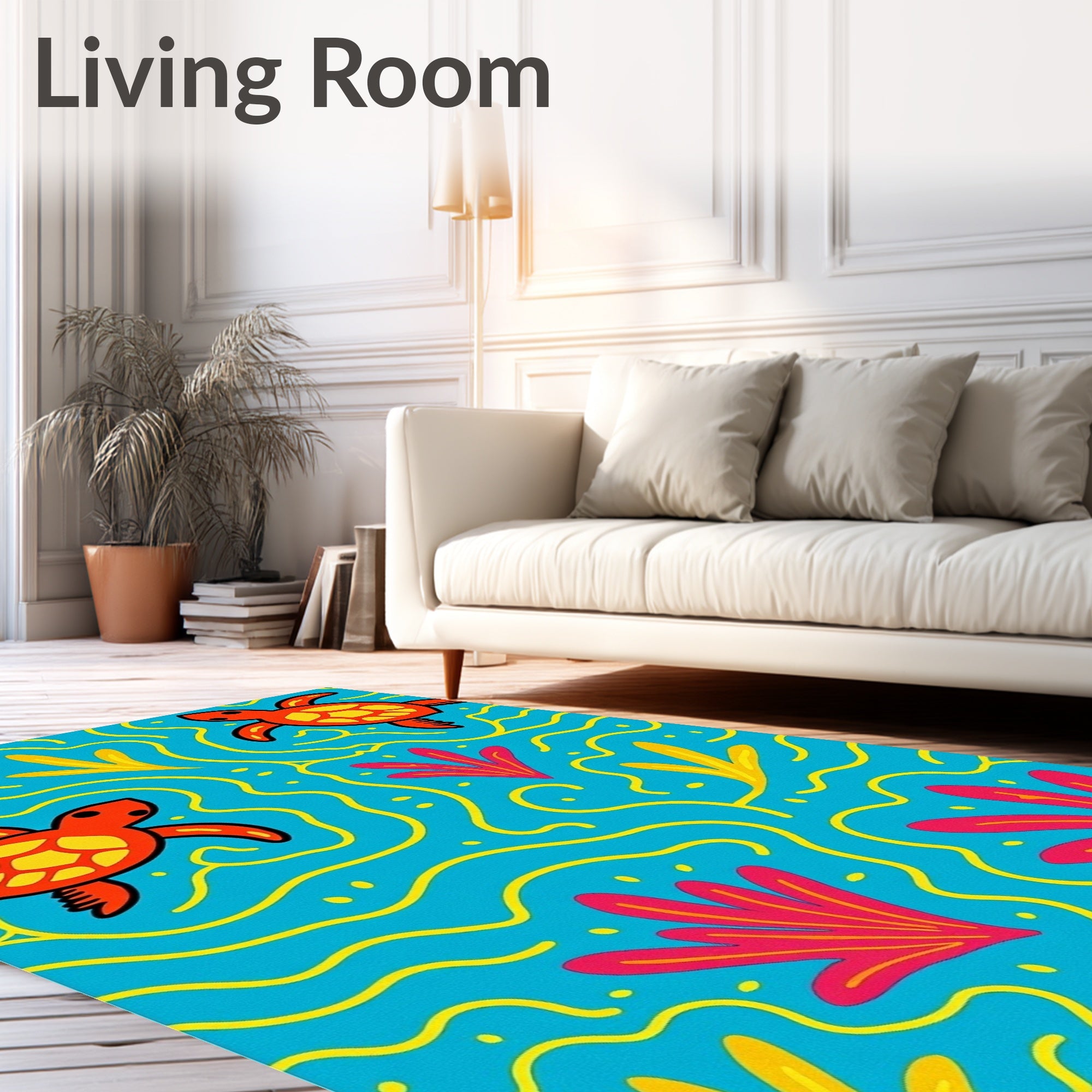 Oceanic Turtle Coral Swirls Rug