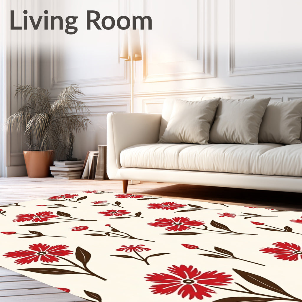 Crimson Daisy Garden Arrangement Rug