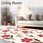 Crimson Daisy Garden Arrangement Rug