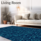 Electric Blue Circuit Board Lines Rug
