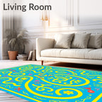 Whimsical Yellow Flowing Shapes Rug