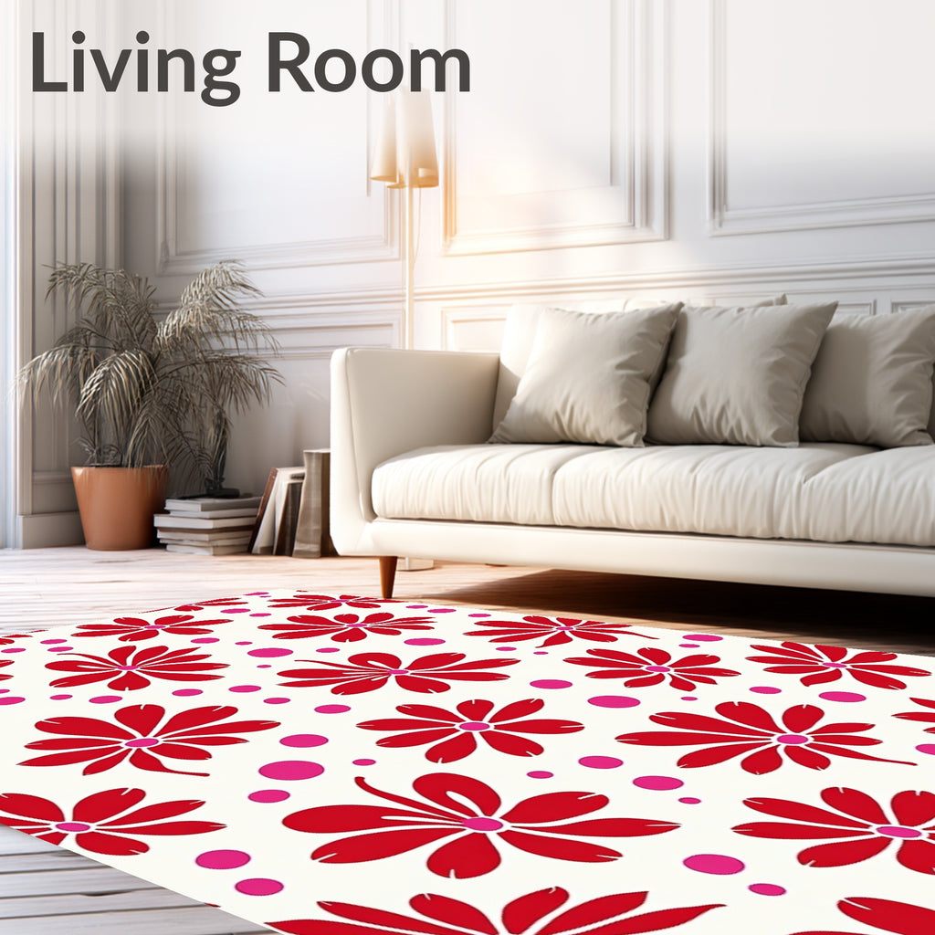 Crimson Daisy Dots Rug