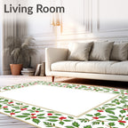Green Holly Berry Frame Rug