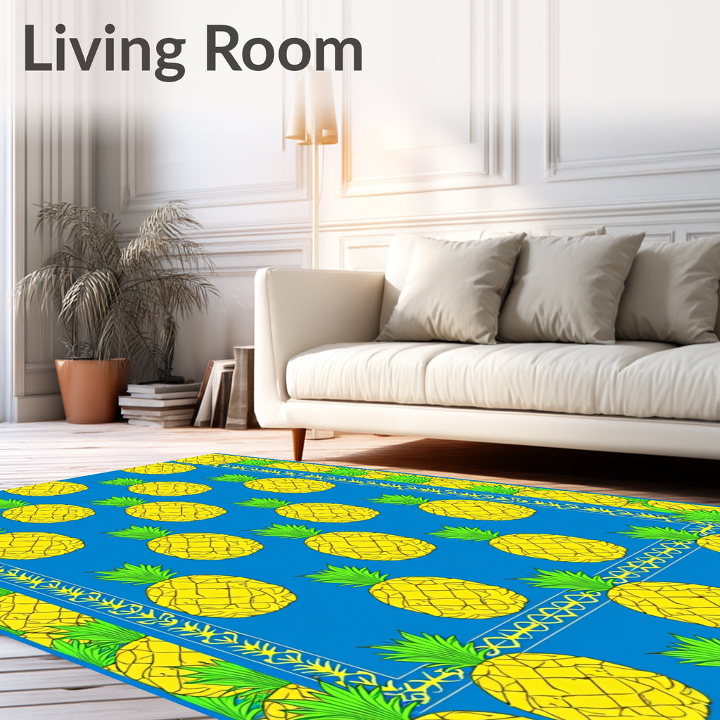 Sunshine Yellow Pineapple Tropical Border Rug