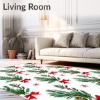 Festive Pine Sprig Bow Collection Rug