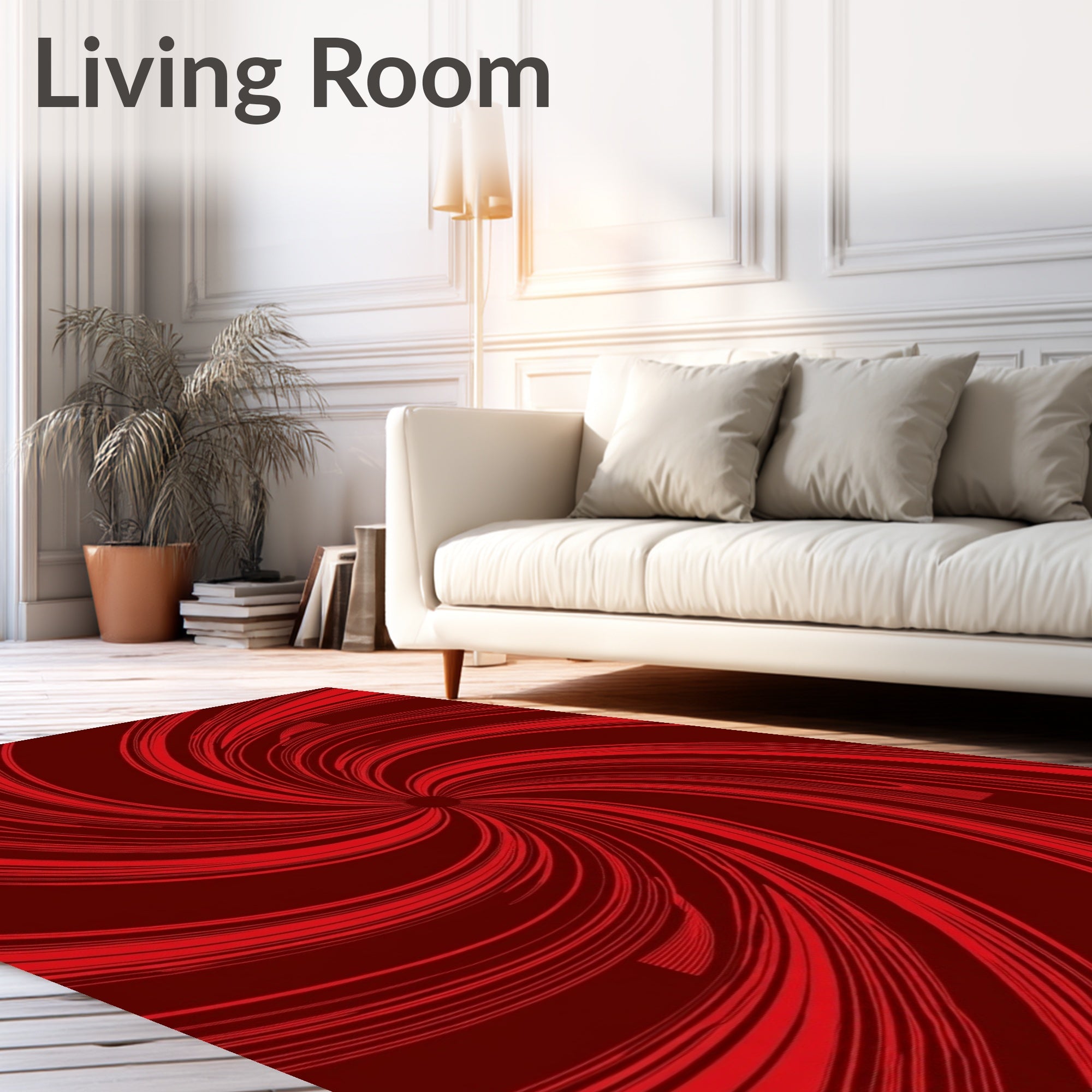 Crimson Red Swirl Kinetic Rug