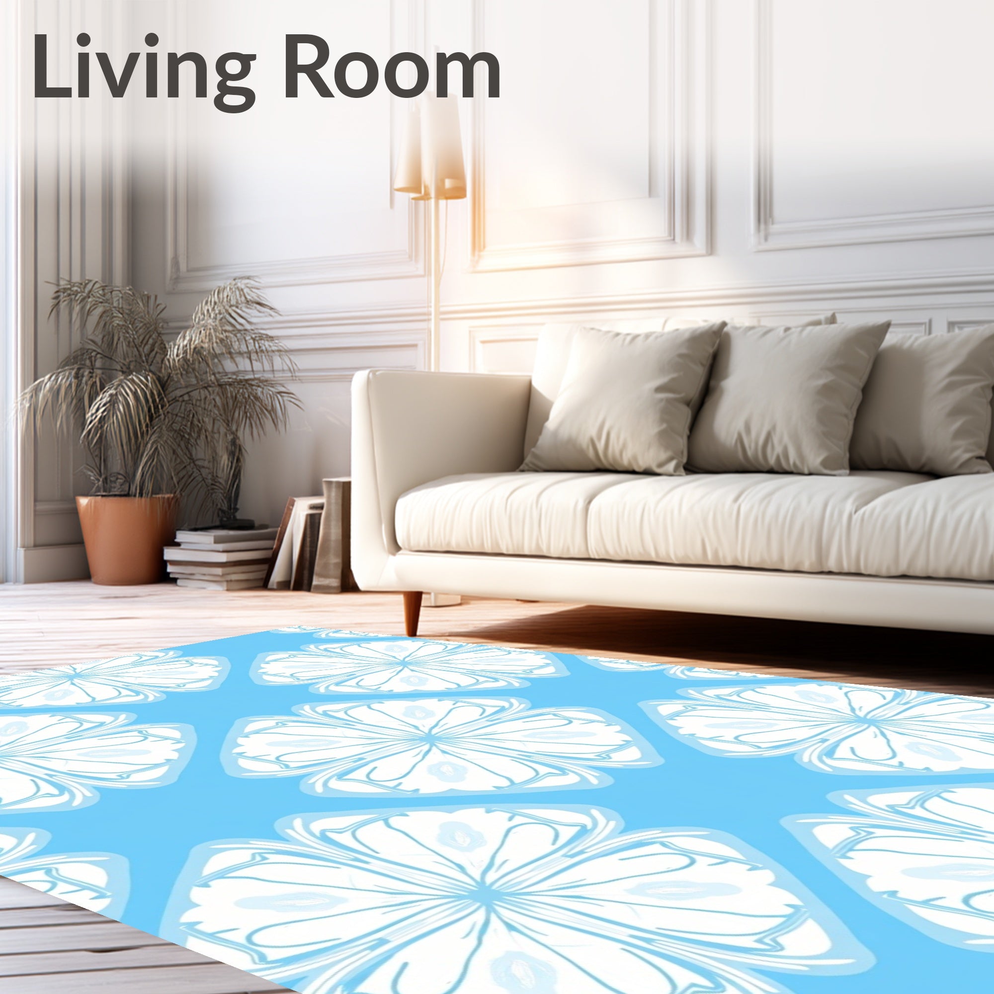 Pale Blue White Quatrefoil Abstract Rug