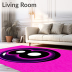 Vibrant Pink Black Eight Ball Rug