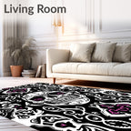 Gothic Skull Black Pink Accents Rug