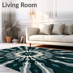 Deep Teal Petal Radiance Mandala Rug