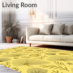 Golden Ginkgo Leaf Botanical Arrangement Rug