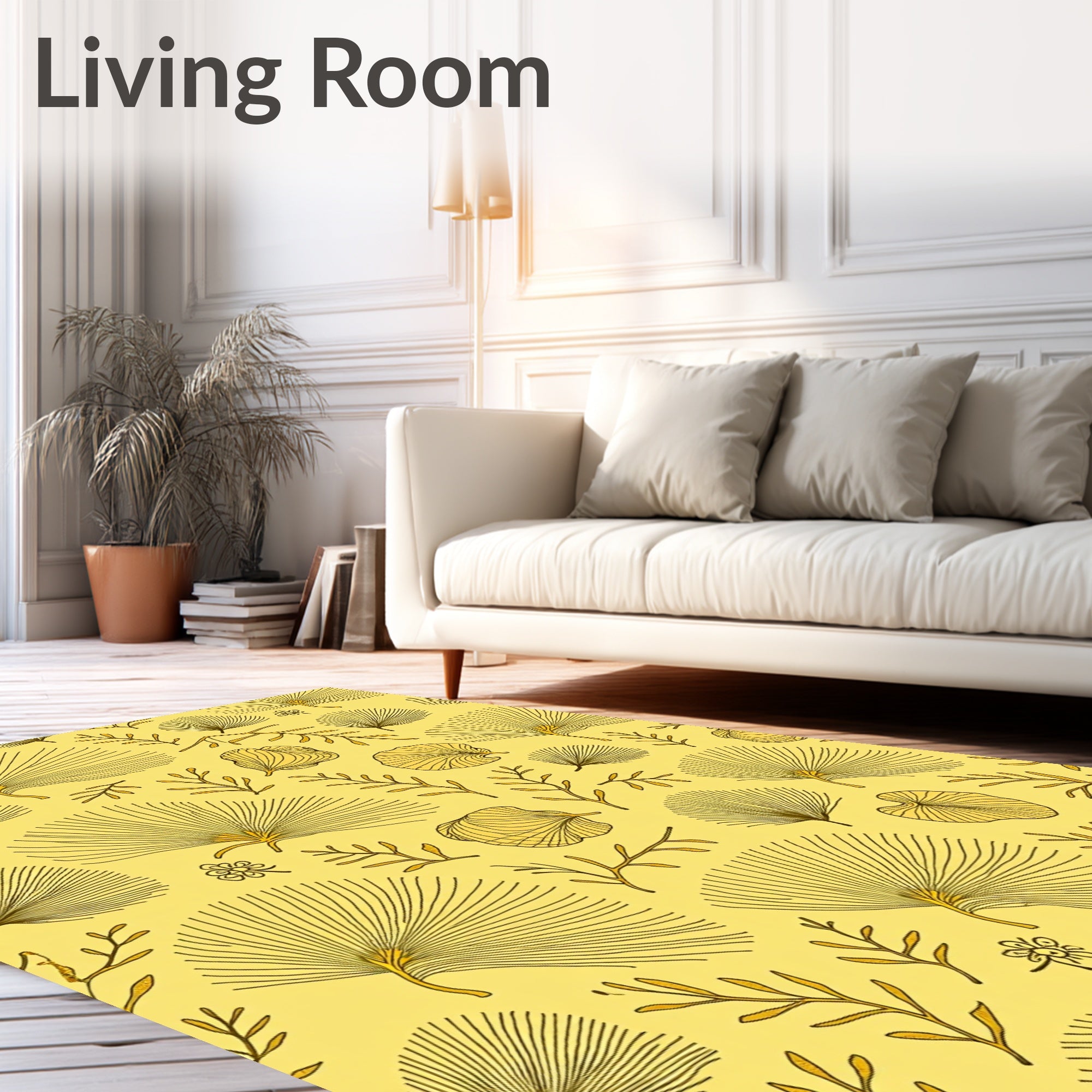 Golden Ginkgo Leaf Botanical Arrangement Rug