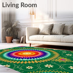 Radiant Rainbow Starburst Medallion Rug