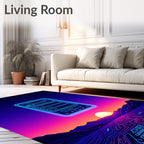 Neon Cyberpunk Horizon Interface Rug
