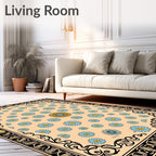 Peach Blue Daisy Scatter Border Rug