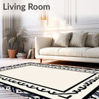 Black Ivory Geometric Scrolled Frame Rug