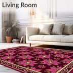 Rich Burgundy Pink Floral Medallion Rug