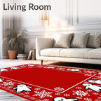 Red White Gingerbread Snowflakes Border Rug
