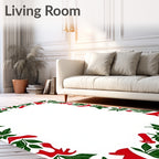Festive Red Green Holly Garland Rug