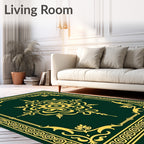Emerald Gold Floral Medallion Accent Rug