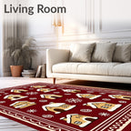 Cozy Gingerbread Houses Festive Red Rug