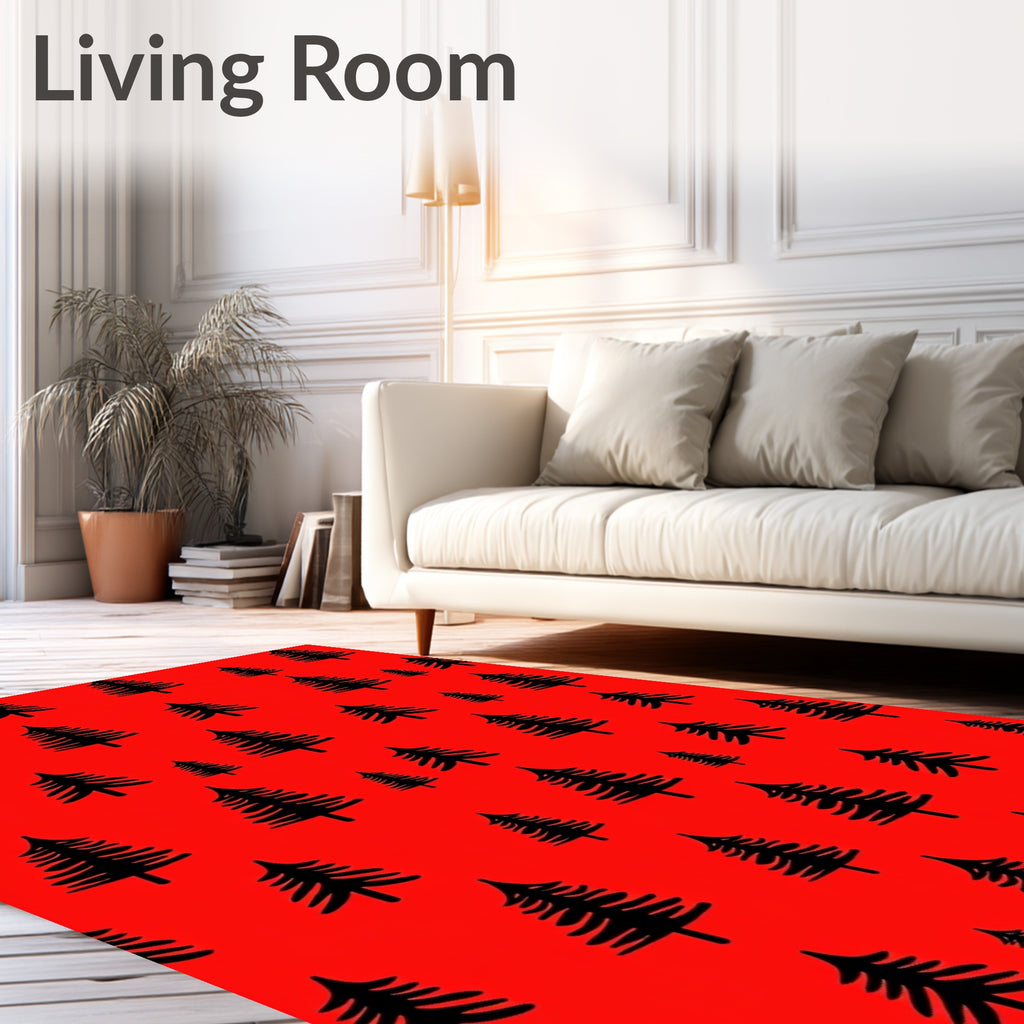 Bold Red Forest Trees Rug