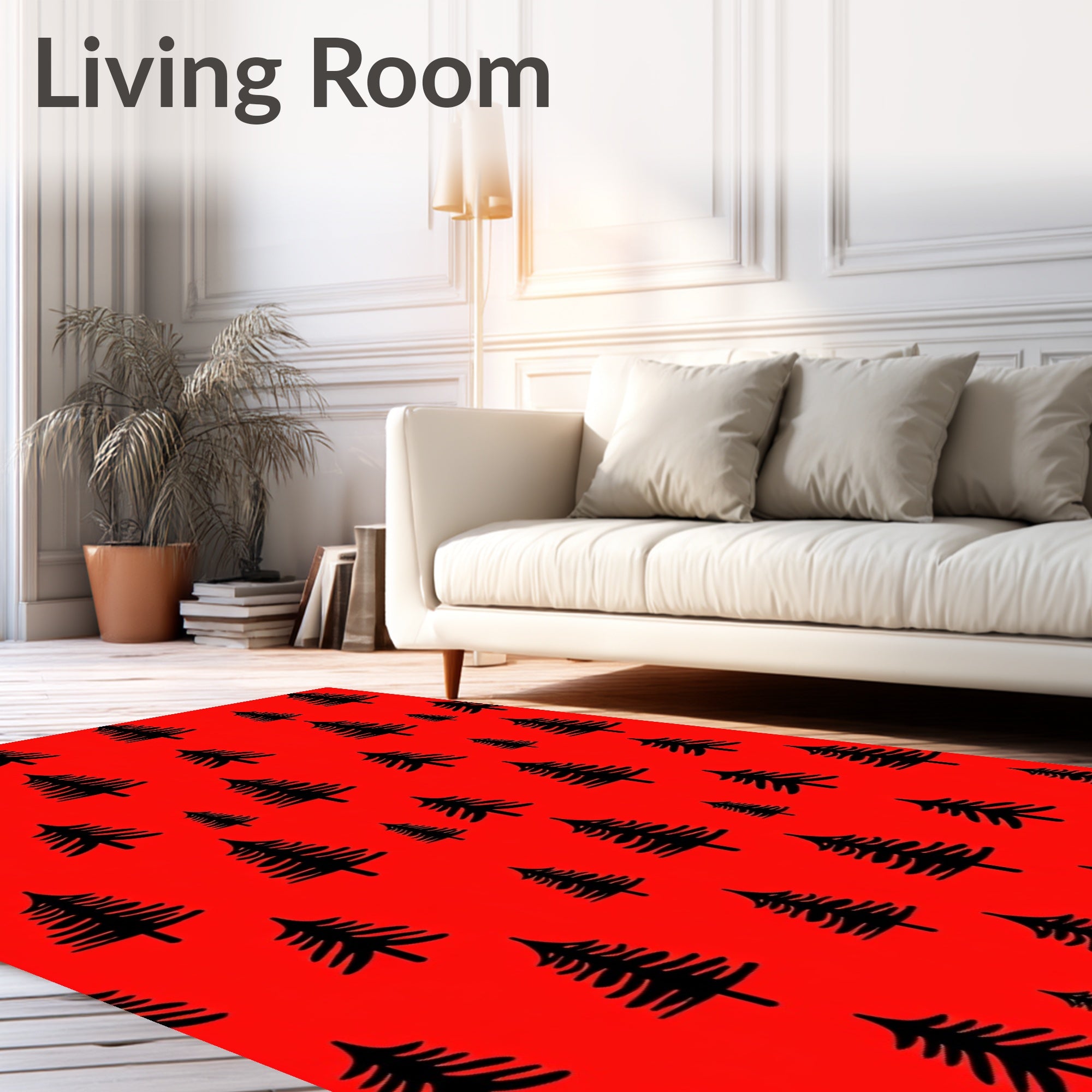 Bold Red Forest Trees Rug