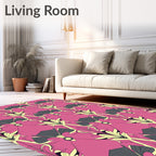 Art Deco Pink Gray Fan Floral Rug