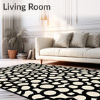 Black and Cream Blossom Cluster Rug