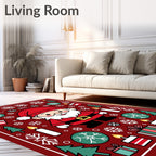 Jolly Santa with Snowflakes Garland Rug