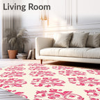 Hot Pink Flourish Laurel Cream Rug