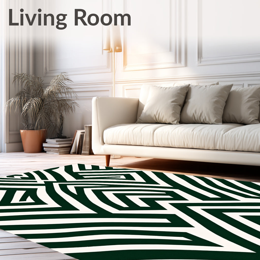 Dark Emerald Labyrinth Geometric Rug