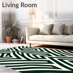 Dark Emerald Labyrinth Geometric Rug