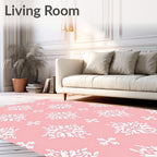 Coral Pink White Floral Medallion Rug
