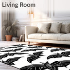 Black White Flying Bat Collage Rug