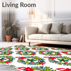 Festive Red Green Holly Wreath Garland Rug